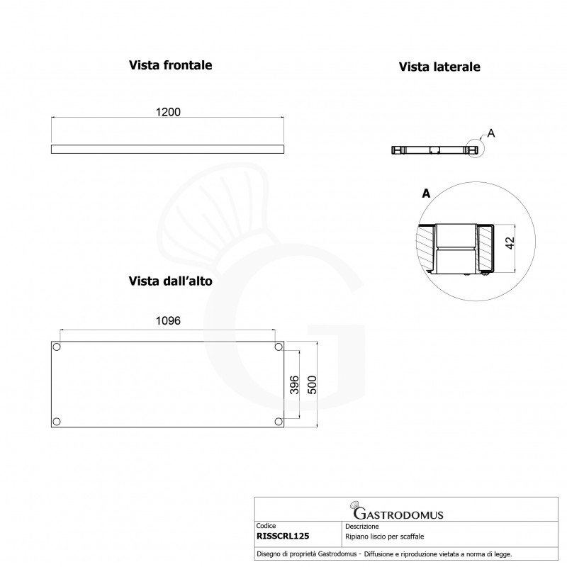 Estante liso para estantería 1200x500x40 mm