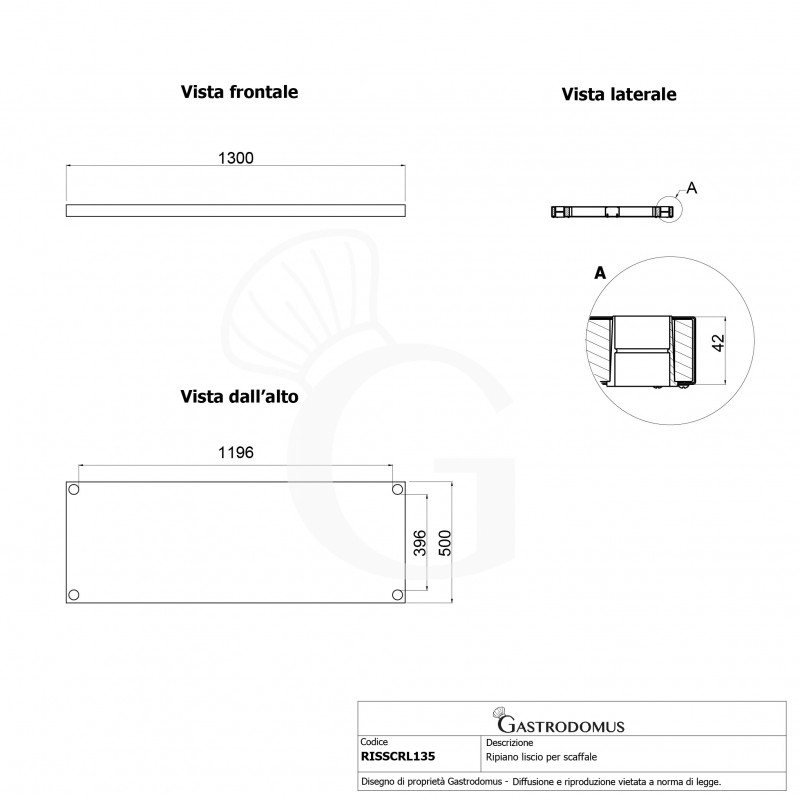Estante liso para estantería 1300x500x40 mm