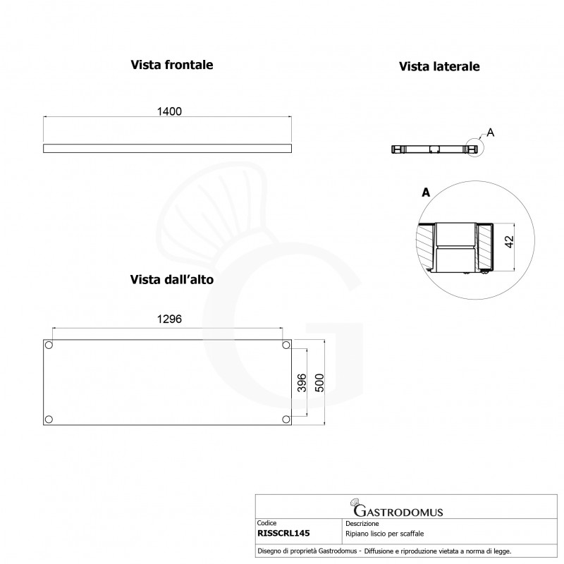 Estante liso para estantería 1400x500x40 mm