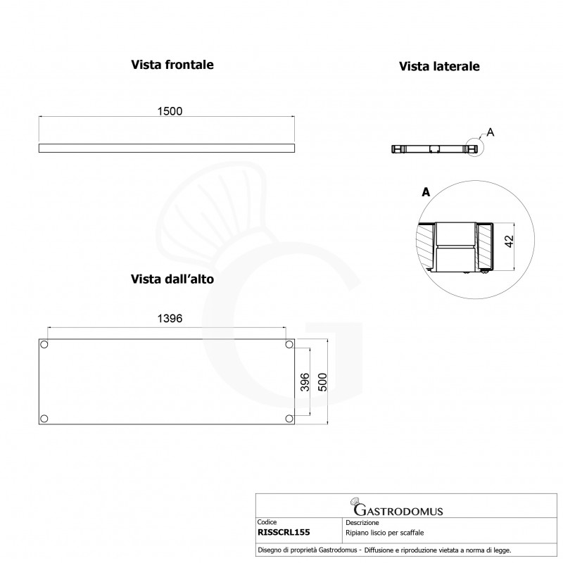 Estante liso para estantería 1500x500x40 mm