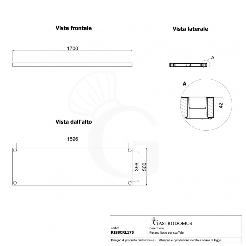 Estante liso para estantería 1700x500x40 mm