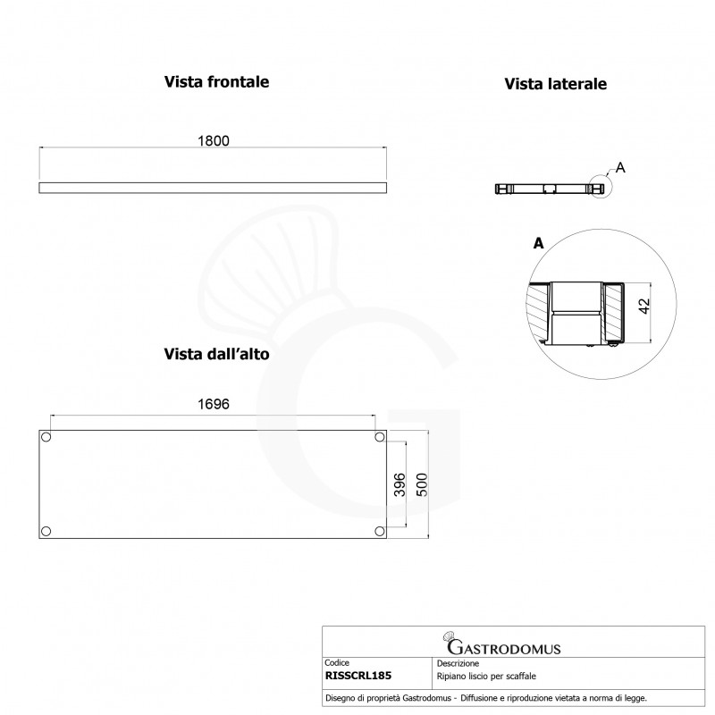 Estante liso para estantería 1800x500x40 mm