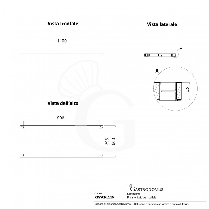 Estante liso para estantería 1100x500x40 mm