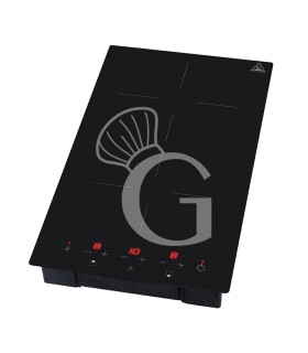 Placa de inducción empotrable de 2 zonas, superficie inductiva Ø 190 mm, potencia 1,8 + 1,3 kW