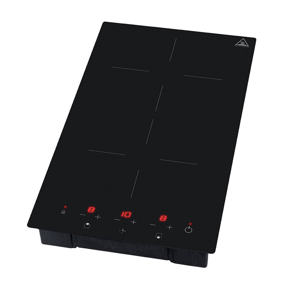 Placa de inducción empotrable de 2 zonas, superficie inductiva Ø 190 mm, potencia 1,8 + 1,3 kW