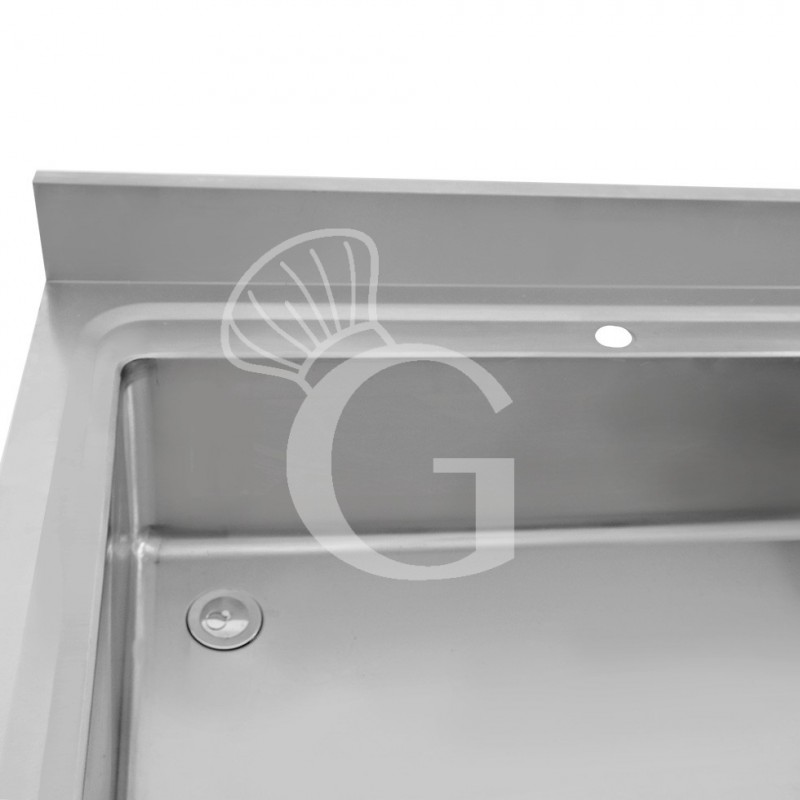 Fregadero utensilios en acero inox, puertas correderas,peto,1seno,L1600 x P600 x H965mm-con orificio grifo  Ø 32mm