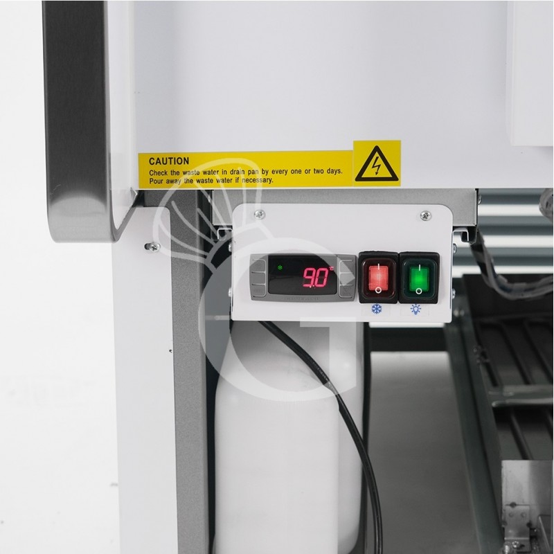 Mostrador expositor de gastronomía ventilado, vidrio recto, estante intermedio, 0°/+5°C, longitud 1805 mm, full opcional.