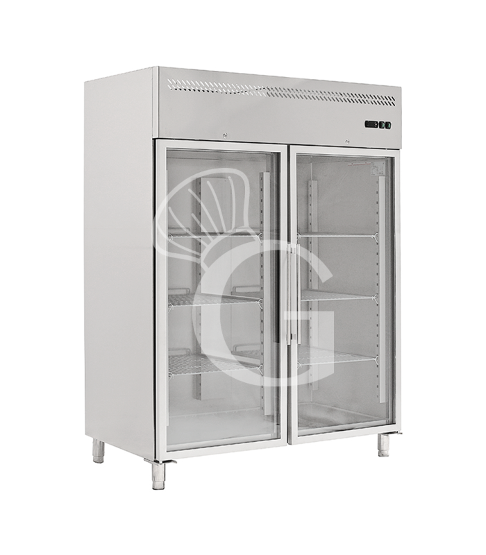 Armario frigorífico ventilado monobloque con puertas de cristal - temp. +0°C/+8°C - capacidad 1300 L