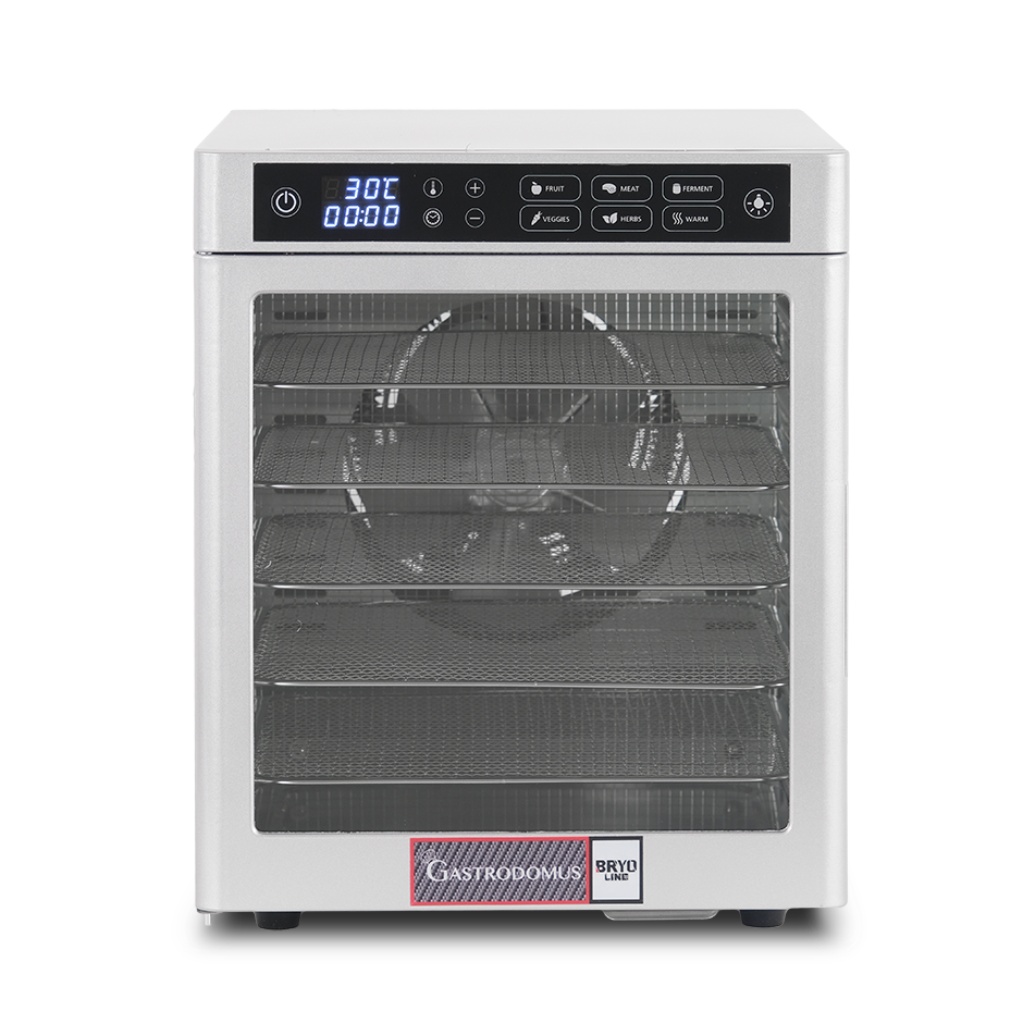 Deshidratador profesional en acero inoxidable, 12 estantes, control digital – 0,5 kW.