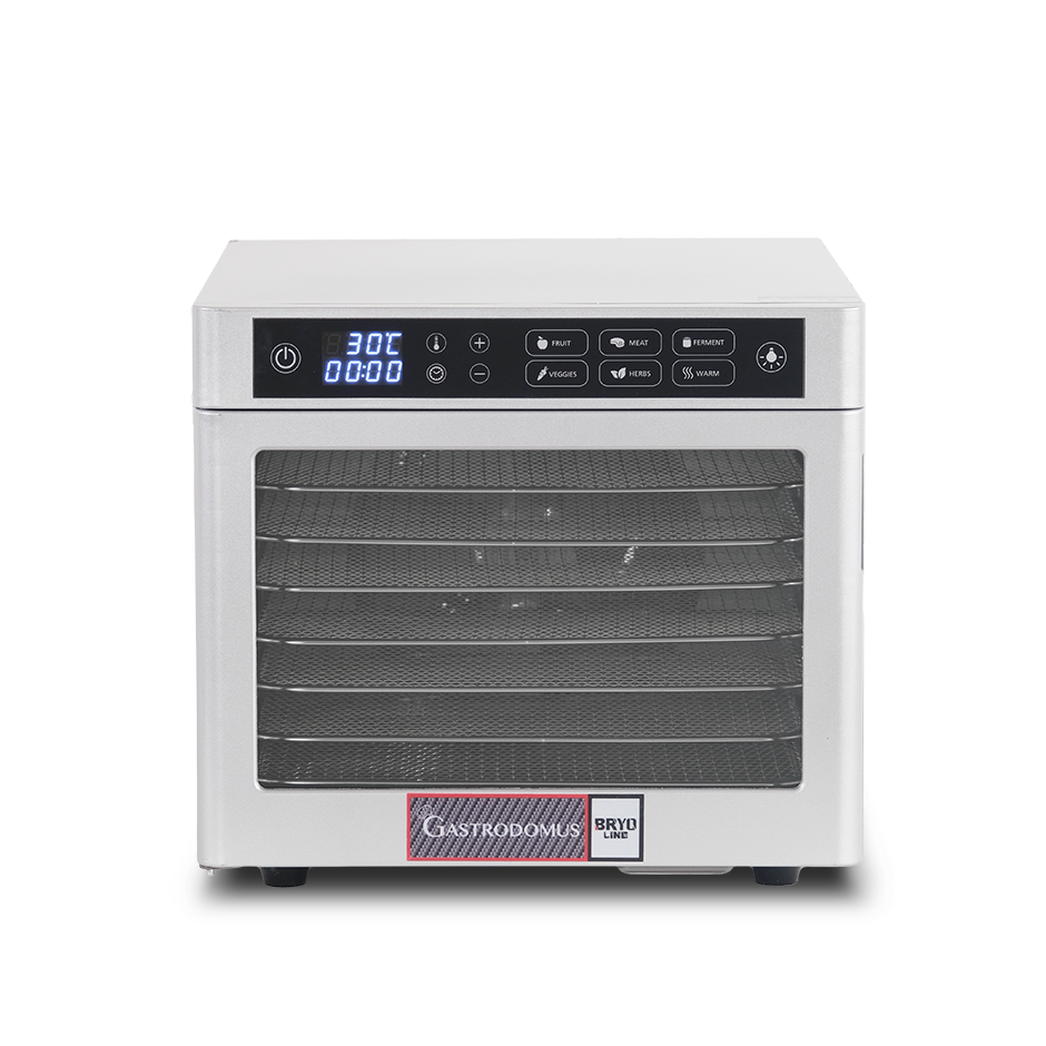 Deshidratador profesional en acero inoxidable, 8 estantes, control digital – 0,5 kW.
