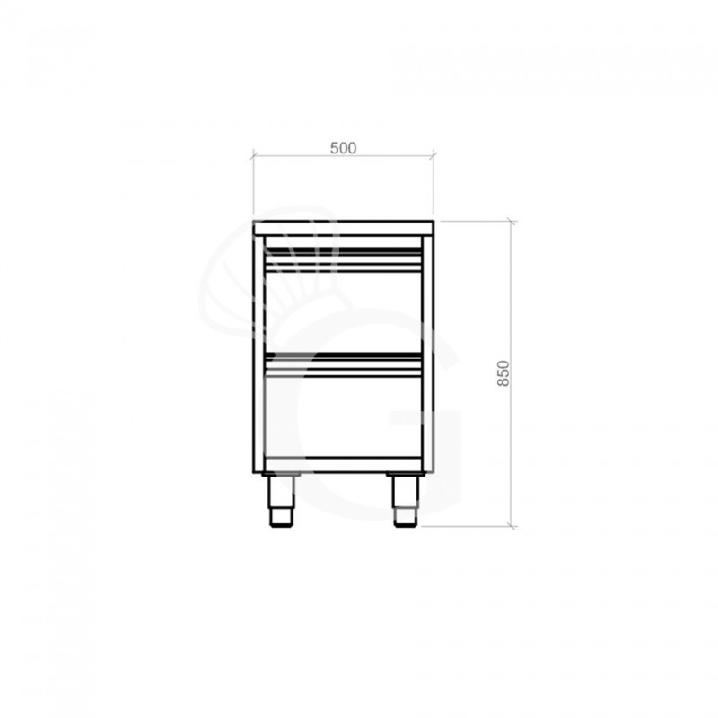 Cajonera de acero inoxidable con 2 cajones, L 500 x P 600 x A 850 mm