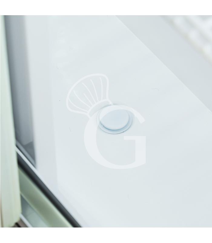 Expositor refrigerado ventilado para bebidas con doble puerta corredera y canopy - 850 LT - +2°C / +10°C, color blanco