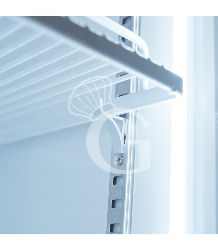 Frigorífico expositor para bebidas, ventilado, con 2 puertas correderas, con canopy, 590 L, 2°C/+10°C, color blanco