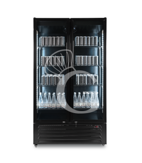 Frigorífico expositor para bebidas, ventilado, con 2 puertas batientes, 632 L, 2°C/+10°C, color negro