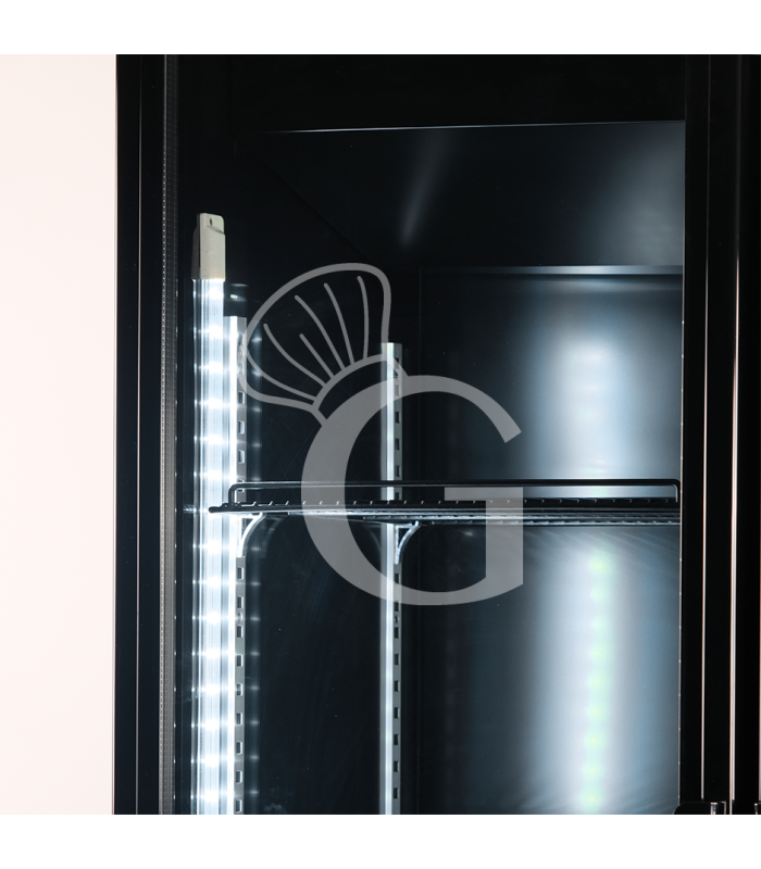 Frigorífico expositor para bebidas, ventilado, con 2 puertas batientes, 632 L, 2°C/+10°C, color negro