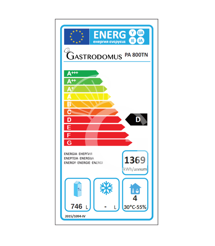 Armario frigorífico para pastelería con refrigeración ventilada, temperatura de -2 °C a +8 °C, 737 litros