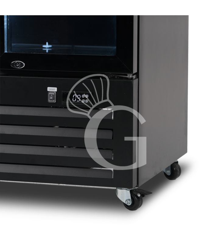 Expositor ventilado para bebidas 2 puertas batientes, 590 LT 2°C / +10°C color negro