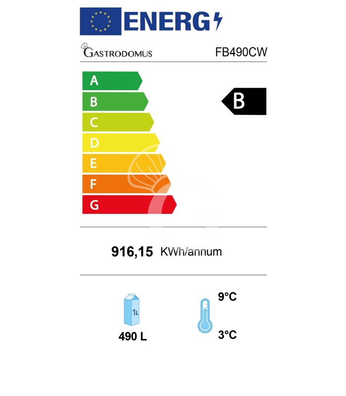 Expositor refrigerado ventilado para bebidas con 2 puertas abatibles, 490 L, temperatura +2 °C/+10 °C, color blanco
