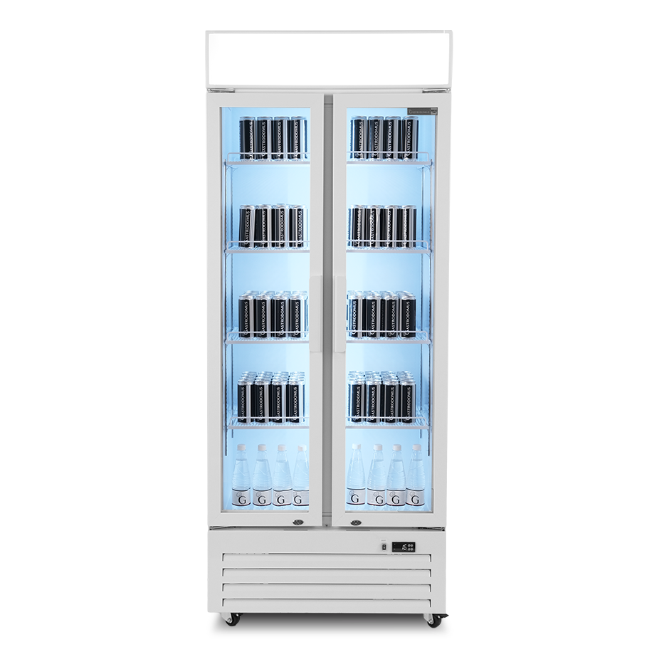 Expositor ventilado para bebidas 2 puertas batientes, 590 LT 2°C / +10°C color blanco