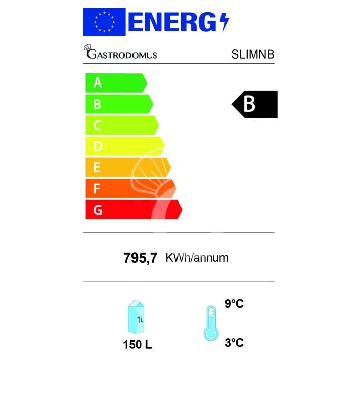 Expositor refrigerado ventilado de puerta batiente 150 LT 2°C/+10°C color negro