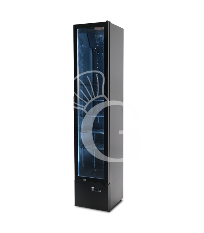 Expositor refrigerado ventilado de puerta batiente 150 LT 2°C/+10°C color negro