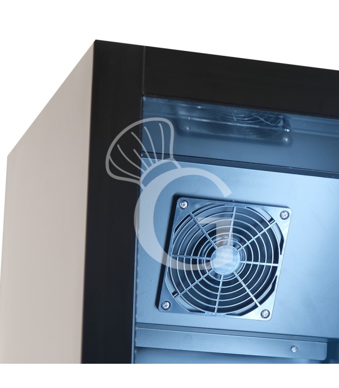 Expositor refrigerado ventilado de puerta batiente 150 LT 2°C/+10°C color negro