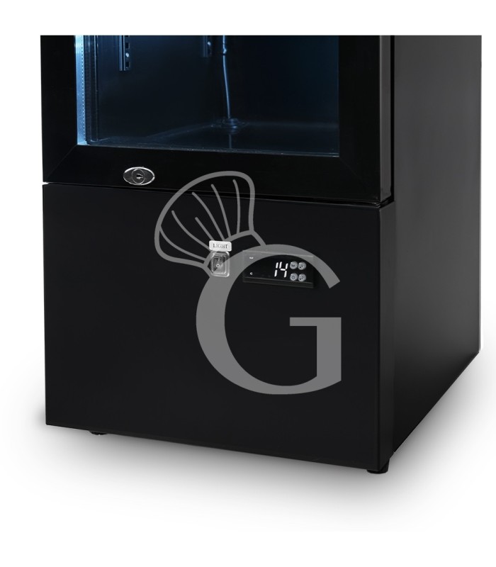 Expositor refrigerado ventilado de puerta batiente 150 LT 2°C/+10°C color negro