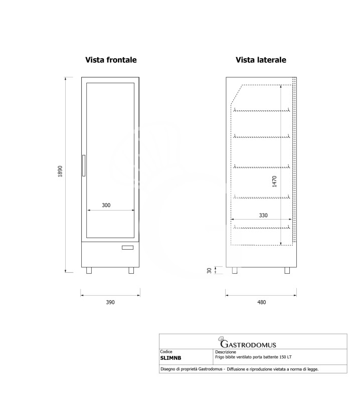 Expositor refrigerado ventilado de puerta batiente 150 LT 2°C/+10°C color negro