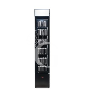 Expositor refrigerado ventilado de puerta batiente con canopy, 99 LT, +2°C/+10°C color negro