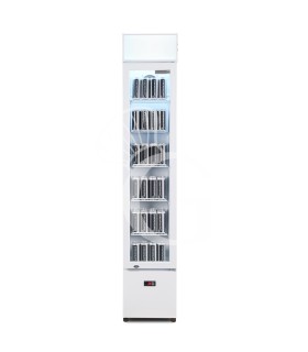 Expositor refrigerado ventilado de puerta batiente con canopy, 99 LT, +2°C/+10°C color blanco