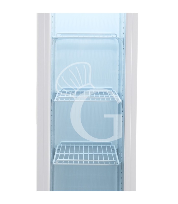Expositor refrigerado ventilado de puerta batiente con canopy, 99 LT, +2°C/+10°C color blanco
