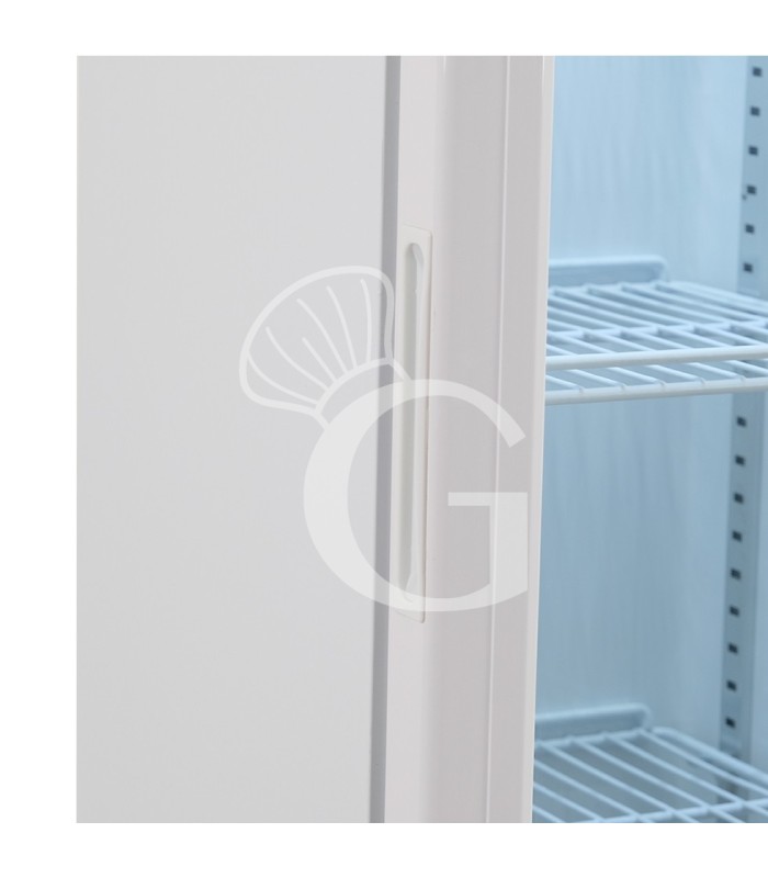 Expositor refrigerado ventilado de puerta batiente con canopy, 99 LT, +2°C/+10°C color blanco