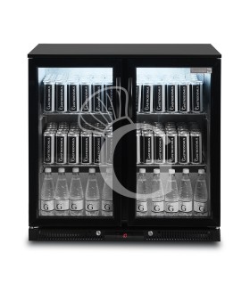 Expositor refrigerado ventilado de mostrador o tras mostrador horizontal, 2 puertas abatibles, 200 L – temperatura +2°C/+10°C