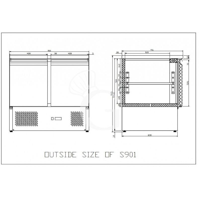 copy of Saladette - refrigerazione statica - capacità 240 LT - piano in inox