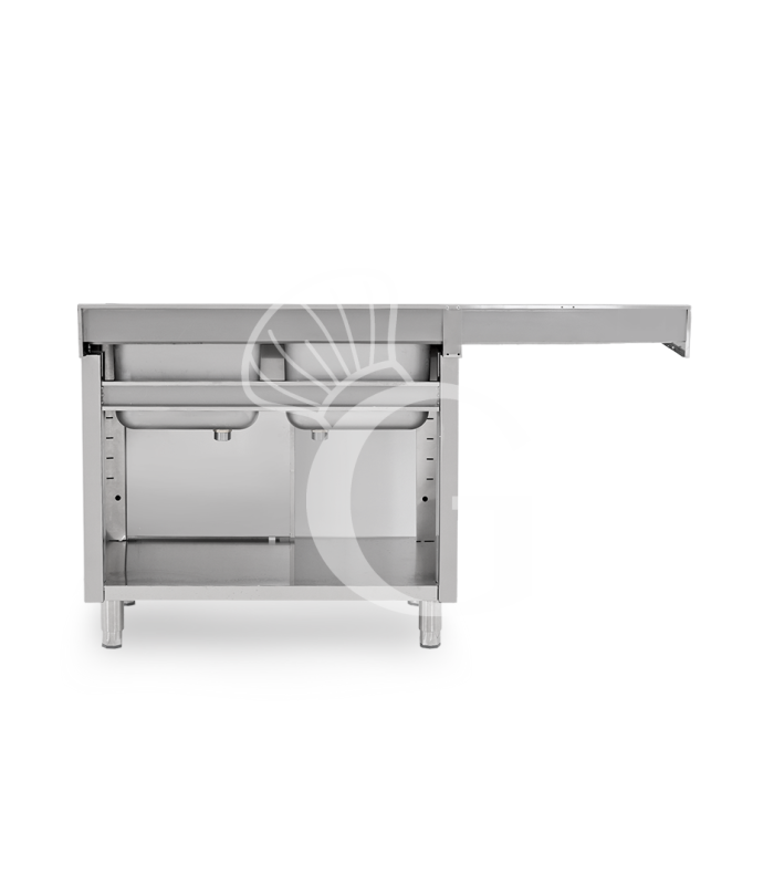 Fregadero con mueble y hueco para lavavajillas, 2 cubetas, escurridor a la izquierda L 1600 mm x P 600 mm x A 965 mm