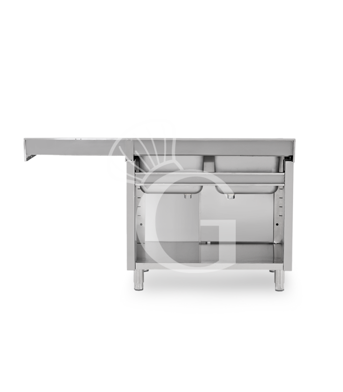 Fregadero con mueble y hueco para lavavajillas, 2 cubetas, escurridor a la derecha, L1600xP700xA965mm-agujero para grifo Ø32mm