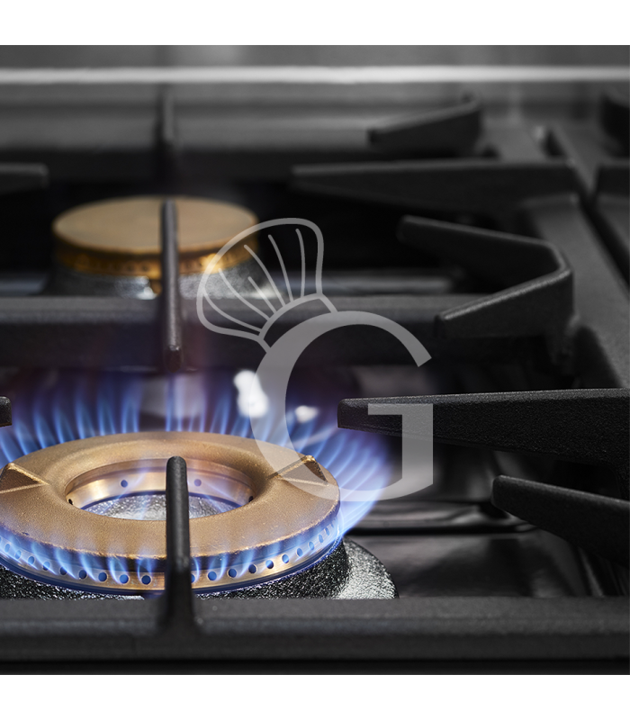Cocina a gas de sobremesa, 6 fuegos con quemador piloto, 700 mm de profundidad
