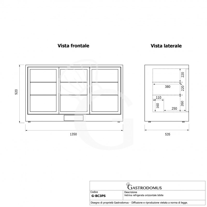 Vitrina refrigerada de 320L con puertas correderas – Altura 87 cm