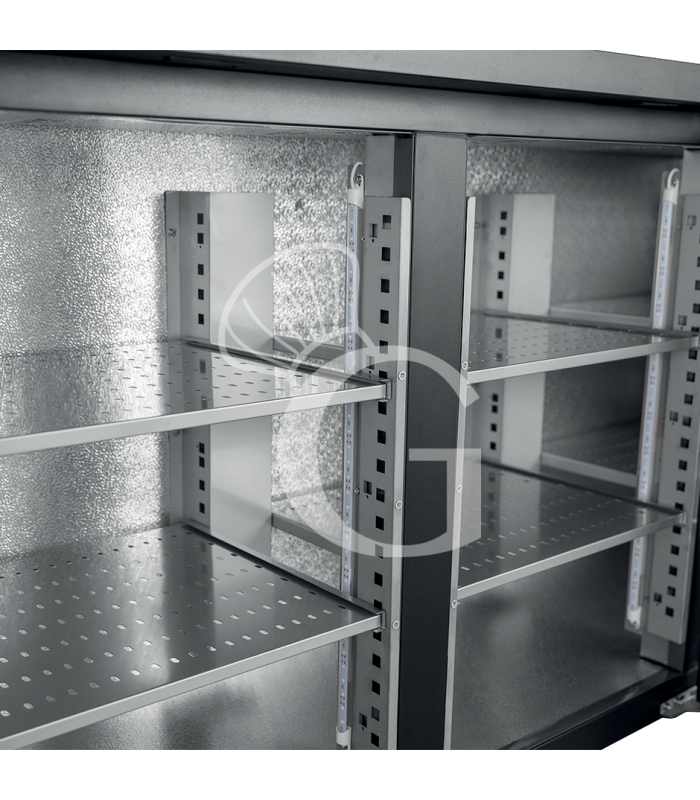 Mostrador trasero horizontal color negro 3 puertas batientes ciegas 425 L / +2°C/+8°C