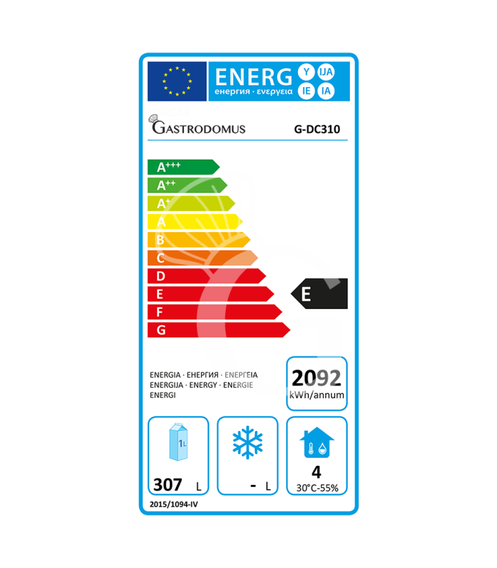 Mostrador trasero horizontal color negro 3 puertas batientes ciegas 425 L / +2°C/+8°C
