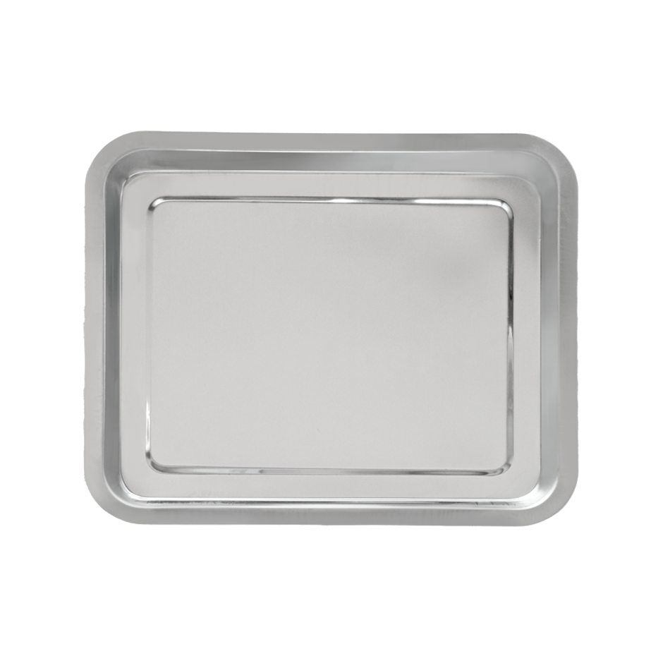 Bandeja rectangular microperforada de acero inoxidable AISI 304 – L 607 × P 407 mm