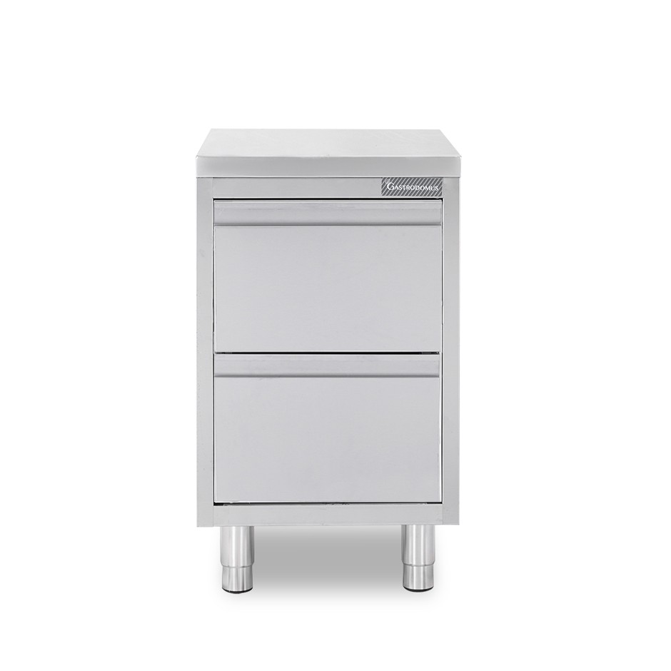 Cajonera de acero inoxidable con 2 cajones, L 500 x P 600 x A 850 mm