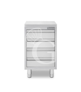 Cajonera de acero inoxidable con 4 cajones – L 400 × P 700 × H 850 mm