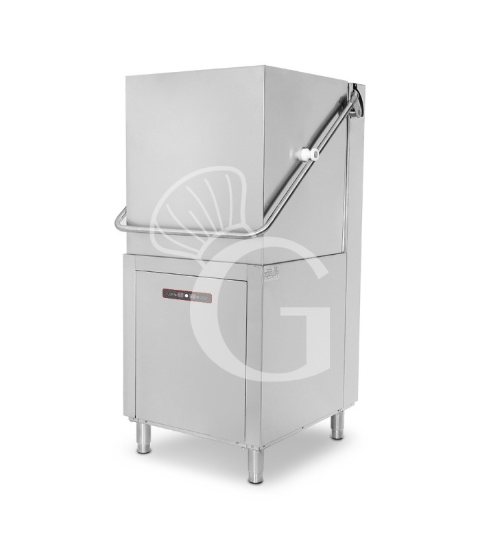 Lavavajillas de capota electrónico con cesta cuadrada 50×50, bomba de desagüe y dosificadores de abrillantador y detergente