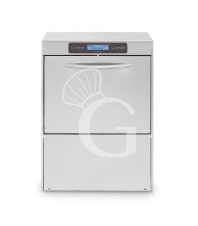 Lavavajillas profesional 50×50 electrónico trifásico, doble pared, doble dosificador, brazos inox y bomba de desagüe