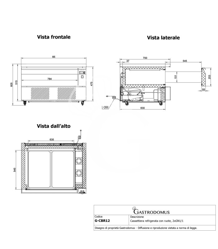 Cajonera refrigerada con ruedas, 2xGN1/1 y conversión de temperatura de negativa a positiva
