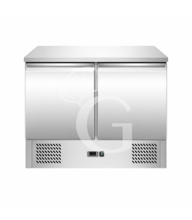 Mesa fria para ensaladas 2 puertas, temperatura -12°C/-18°C, tapa de acero inoxidable