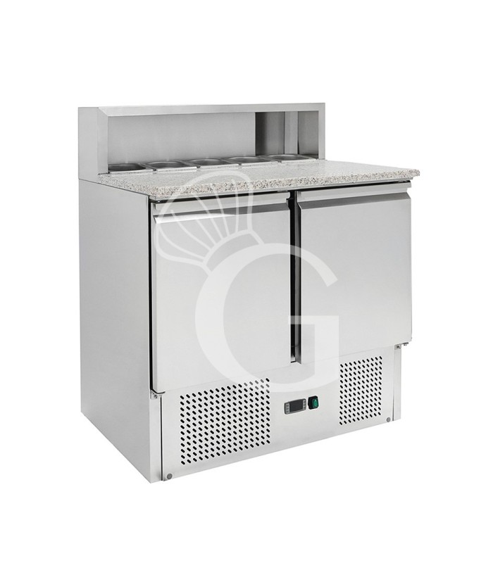 Saladette refrigerada 2 puertas, temperatura +2°C/+10°C, encimera de granito