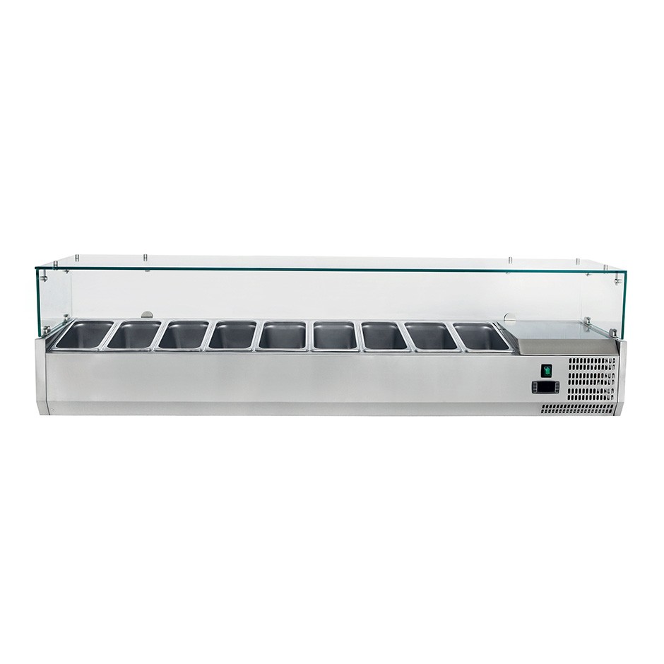 Vitrina refrigerada para pizzería de 2.000 mm para 9 cubetas GN1/3