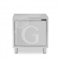 Mesa mural de acero inoxidable con 1 puerta batiente, L 900 mm x P 700 mm x A 950 mm